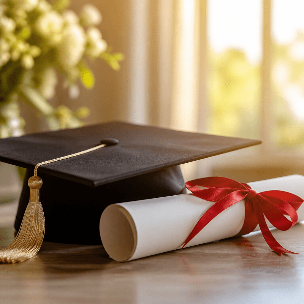 Graduation cap and diploma for graduation wishes